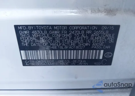 2015 Lexus Gs 350 from USA, damaged, VIN JTHBE1BL8FA018027